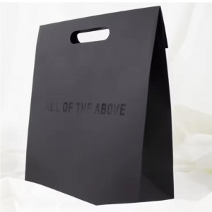 Luxury Die-Cut Handle Black Clothing Shopping Packaging Paper Bag Jewelry Cosmetic Custom Logo Wrapping Design Pappers presentpåsar